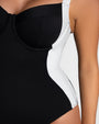 Lifty - Contour Black/White One Piece Shapewear Swimsuit detail close up