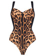Outline image showing Lifty - Symmetric Leopard / Black One Piece Shapewear Swimsuit