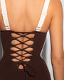Lifty - Contour Espresso/Ivory One Piece Shapewear Swimsuit back view close up detail
