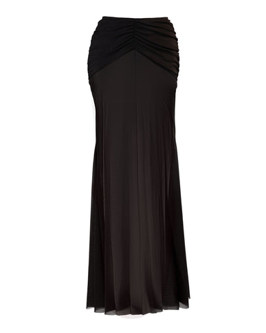Back view of Mermaid Sheer Skirty - Black on model