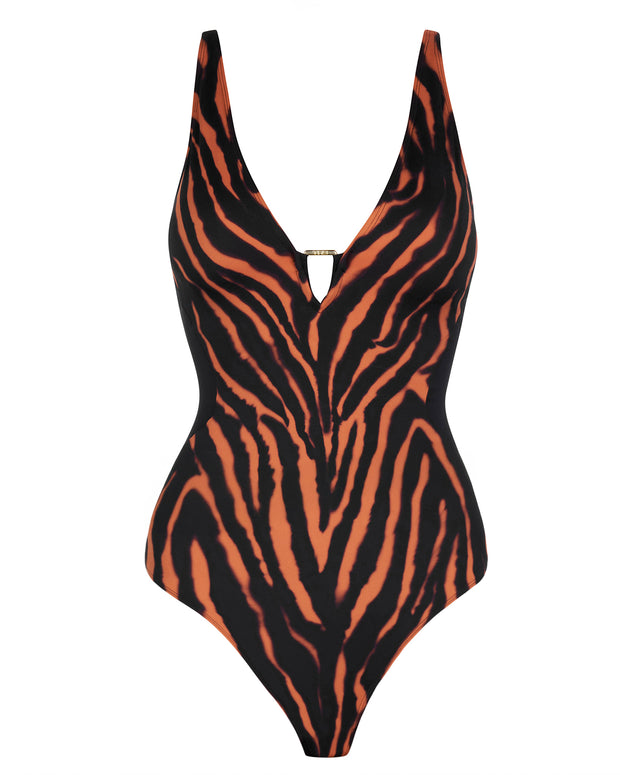 Outline image of Plungey Triangle - Contour Baked Clay Zebra/Black