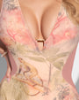 Plungey Triangle - Contour Soft Tropical/Rose Shapewear Swimsuit metal detail close up