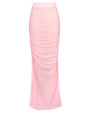 Outline image showing Ruched Sheer Side Slit Maxi Skirty - Flamingo Pink