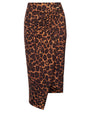 Outline image showing Sarong Skirty Knee Length Faux Wrap Cover-Up - All Over Leopard