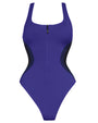 Outline image showing Scoopy Seamed Zip Shapewear Swimsuit - Contour Ultramarine/Black