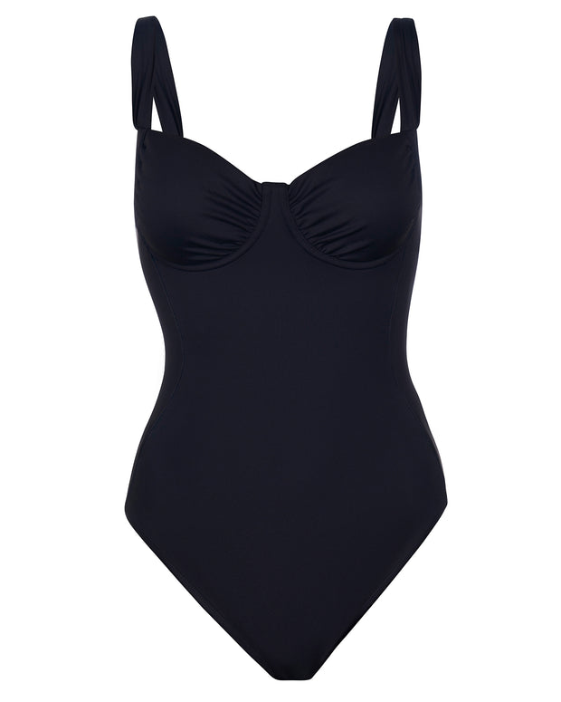 Outline image showing Sweetie Sweetheart Neckline Shapewear Swimsuit - Black