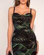 Front view close up of Sweetie Mesh Column Dress - Black Lily to show an alternative way to wear with shoulder straps