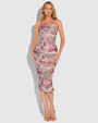 Model wears Sweetie Mesh Column Midi Shapewear Dress - Soft Tropical full front view