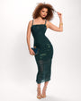 Full body front view of Sweetie Mesh Column Dress - Sequin Pine
