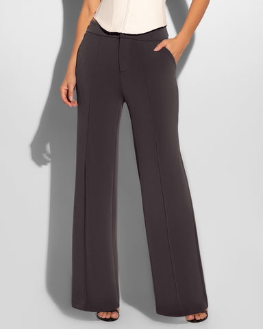 Swuity Medium Rise Relaxed Wide Leg Pant - Graphite close up front