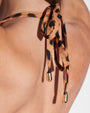 Triangle Shapewear Bikini Top - Symmetric Leopard neck ties close up