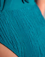 Brazilian Ring Kini Bottom - Wavy Oceana Bikini Shapewear fabric close up