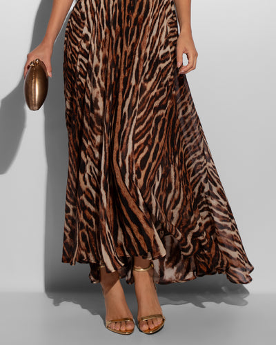 Model Wears Vixen Corset Front Slit Shapewear Maxi Dress - Pilates Cat Skirt  Close up