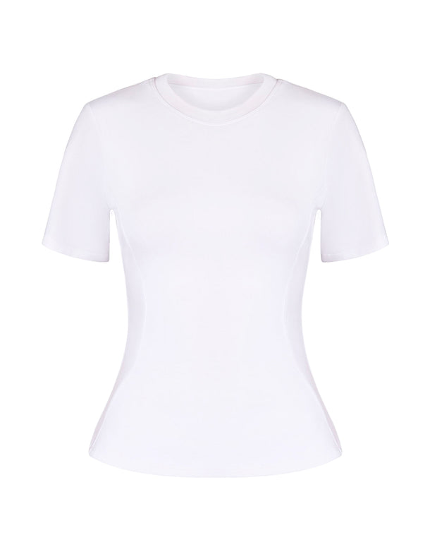 Outline image showing Sculpty Short Sleeve Shapewear Tee - White