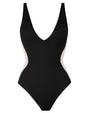 Outline image showing Plungey - Contour Black/Oat Open Back Shapewear Swimsuit