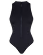Outline image showing Sleeveless Surfy One Piece Shapewear Swimsuit - Black