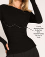 Graphic highlighting interior bra on Shapey Bias Long Sleeve Top - Black