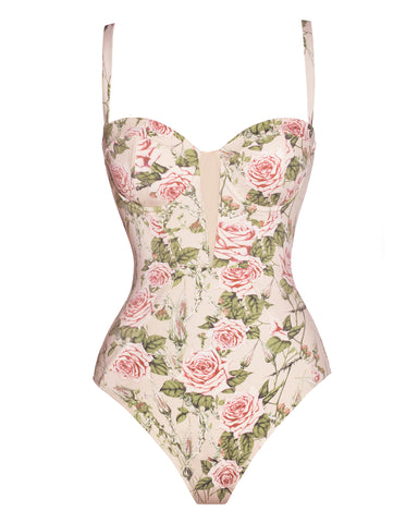 Three quarter back view of model in Bombshell - Thorny Rose