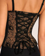 Close up back view of model in Corset Top - Lace Black/Tawny