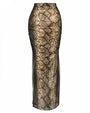 Outline image of Ruched Sheer Maxi Skirty - Natural Snake