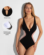Details graphic of Plungey Triangle - Contour Black/Rose/White highlighting removable pads