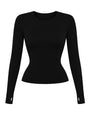 Outline image of Shapey Crew Neck Top - Soft Sheen Jersey Black
