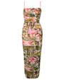 Outline image showing Sweetie Mesh Column Midi Shapewear Dress - Floral Ambrosia