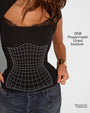 Graphic highlighting the 360 powermesh lined bodice on Shapey Ruched Short Sleeve Top - Black