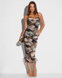 Full body front view of Sweetie Mesh Column Dress - Adjustable Mystic Poppy on model
