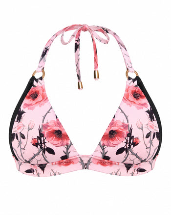 Outline image of Triangle Bikini Top - Rose Thistle/Black
